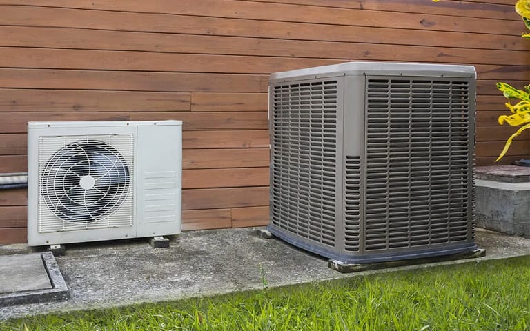 Professional heat pump installation outdoor unit
