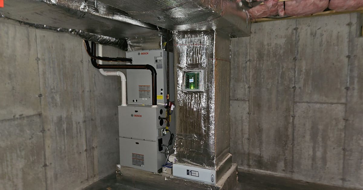 Furnace installation in Massachusetts basement